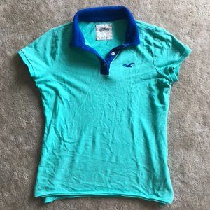 Hollister California Blue Teal Collared Polo Style Shirt